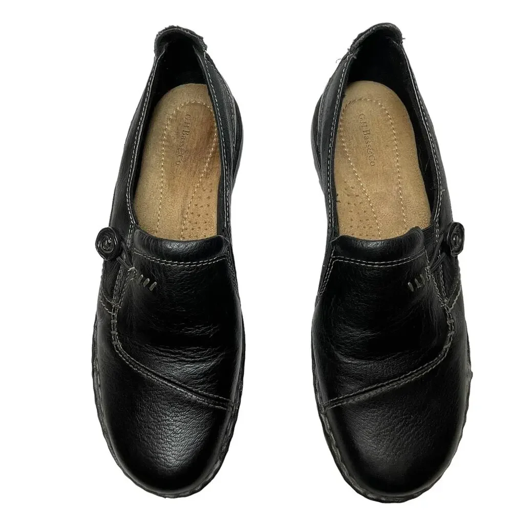 GH Bass & Co. Black Leather Loafer Bradshaw 9W Wide Slip on Shoe